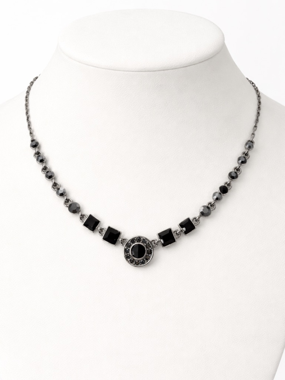 Givenchy Gunmetal Black Beaded Statement Necklace